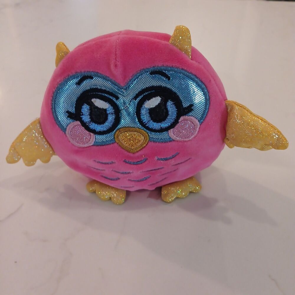 Mush Meez Olivia Owl 6" Squeezy Squishy Moldable Stuffed Pink Plush EUC!